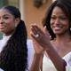 Coco Jones as Hilary Banks and Cassandra Freeman as Vivian Banks in Bel-Air